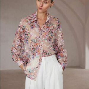 Floral Sheer Blouse - Multicolor size m NWOT